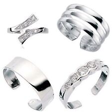Set Of 4 Solid Sterling Silver Toe Rings Top Designs Not Plated Comes Boxed