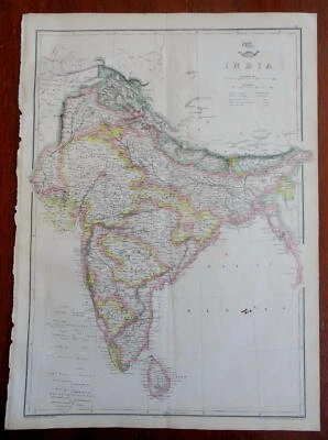 Mapa Weller británico Raj India Delhi Agra Calcuta Bombay Goa Madras c. 1856-72 Foto 1 de 4