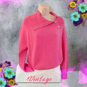 Vintage American living snap front pink sweater size medium - Picture 1 of 11