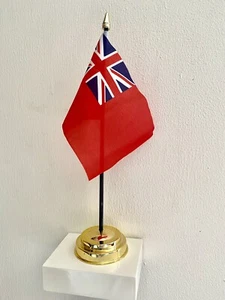 BRITISH RED ENSIGN TABLE FLAG with Flat One hole Golden base 15cm x 10cm - Picture 1 of 1