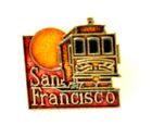 San Francisco  Cable Car Pin Streetcar Sun Gold Tone Enamel Lapel Hat Bag Vtg