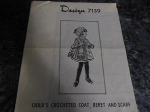 Childs Crocheted coat, Beret and Scarf Design 7139 - Picture 1 of 1