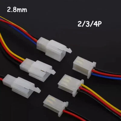2.8mm Stecker Sockel Set 2/3/4 Pin Weg Männlich&Weiblich mit Draht Auto Motorrad - Bild 1 von 4