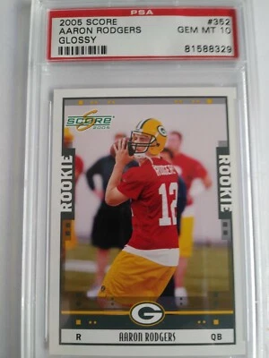 Tarjeta de fútbol americano graduada 2005 Score AARON RODGERS #352 novato radiocontrol PSA 10 gemas como nueva Foto 1 de 2