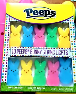 Peeps String Lights LED Easter Bunny Garland Light Bunnies 10 ft total ( 2 PK ) - Picture 1 of 2