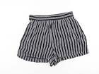 Urban Womens Blue Striped Polyester Paperbag Shorts Size S L3 In Regular