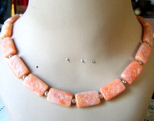 Antike Halskette 30er Lucite Koralle Perlen florales Design hellrosa Farbe Perlen - Bild 1 von 5