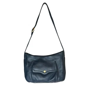 Stone Mountain Leder Schultertasche schwarz Pebbled Gold Akzent kleine Hobo Handtasche - Bild 1 von 14