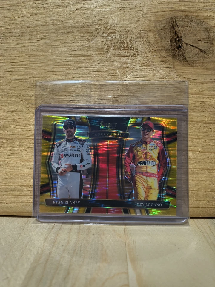 2025 Panini Select Blaney/Logano Tandem Draft Gold Flash Prizm #/10 Card #5 - Image 1 of 2