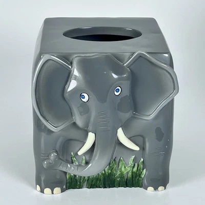 Elephant 3D Style Tissue Box Cover Facial Wipes Gray - Image 1 of 4