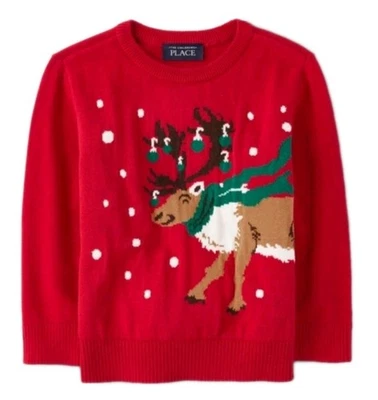 Suéter Tejido Reno Intarsia The Children's Place Navidad Rojo Talla 3T Nuevo con Etiquetas Foto 1 de 4