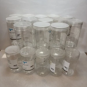 28 Oz Clear plastic Jar Storage Container With Screw On Lid Wide Mouth LOT OF 28 - Picture 1 of 6