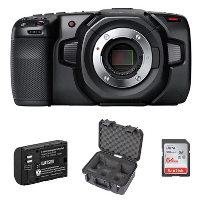 Cámara de cine Blackmagic Design 4K con estuche tarjeta de memoria de 64 GB y batería Foto 1 de 4