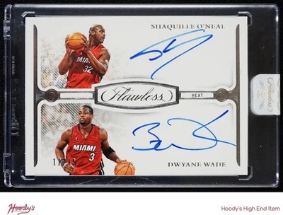 2023-24 Flawless Shaquille O'Neal & Dwyane Wade DUAL ON CARD AUTO 11/15 HEAT - image 1 of 2