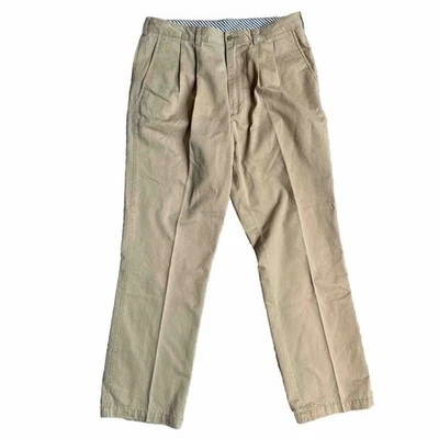 CREMIEUX Khaki Pleated Cotton Casual Pants Mens Size 35x32 - 2 Pairs - Work - Image 1 of 4