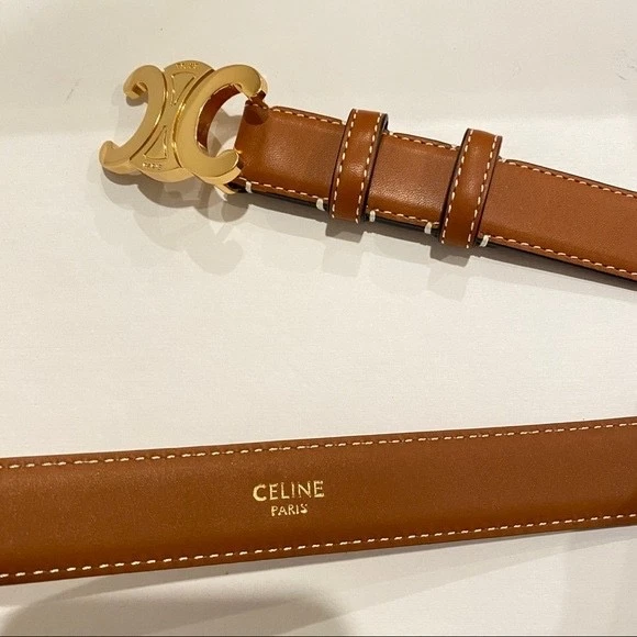 Celine Medium Triomphe Belt Size 80 Brown Authentic - Image 1 of 4