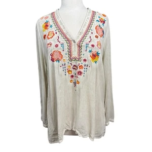 Andree by Unit Tunika Top Viskose Boho Bauern M mit Blumenstickerei - Bild 1 von 8