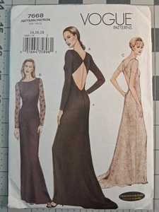 Sz 14-16-18 Vogue Formal Dress w Train Design for Knits Sewing Pattern UCFF 7668 - Picture 1 of 2