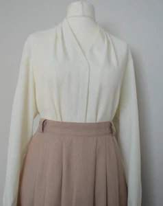 Vintage 1940's inspired crepe shoulder pleat blouse Riddella 14-16 - Picture 1 of 19