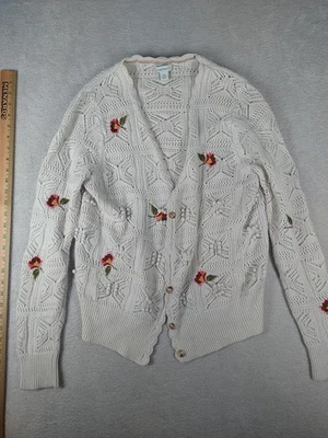 Cárdigan Suéter Sundance Tejido Crochet Para Mujer XL Bordado Flores Abuela Squ Foto 1 de 4