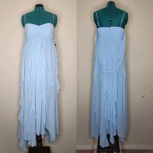 Taylor Sz 12 Baby Blue Flowy Sheer Chiffon Dreamy Ethereal Fairy Babydoll Dress - Imagen 1 de 12