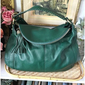 Bolso Bandolera Onna Ehrlich Rachel Cuero Guijarro Verde Esmeralda Hobo - Imagen 1 de 10