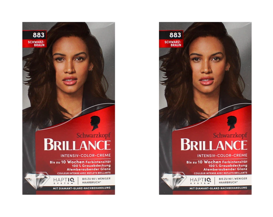 2x Schwarzkopf Brillance Intensiv-Color-Creme 883 Schwarz Braun EAN4015100444209