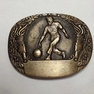 Bowling Buckle Award Design Medals Brass Vintage Belt Buckle - Picture 1 of 16