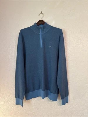 Suéter Pullover 1/4 Cremallera en Azul y Negro XL, 100% Algodón por Michael Kors Foto 1 de 4