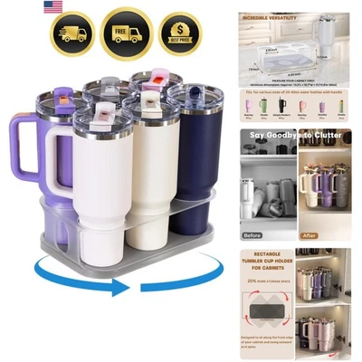 Water Bottle Organizer for 20 30 40 oz Tumblers Rotate Cabinet Tumbler Holder - Image 1 of 4