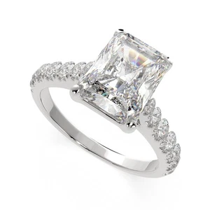 3.7 Ct Radiant Cut Diamond Engagement Ring VS1 E White Gold 14k - Picture 1 of 8