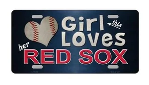 This Girl Loves Her Red Sox Novelty Metal License Plate - Picture 1 of 1
