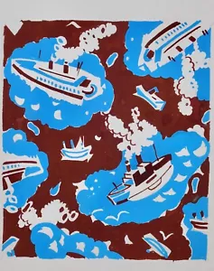 Atelier TESTEMALE - Peinture originale - Gouache - Projet de tissu 573 - Imagen 1 de 3