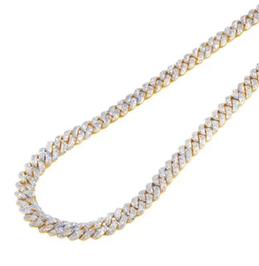 Yellow Gold Miami Cuban Genuine Diamond Chain Necklace 8MM 8.7 CT 21ins - Picture 1 of 7