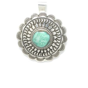 Andy Cadman Navajo Plata Esterlina Estilo Caracola Colgante Redondo Damele Variscita - Imagen 1 de 7