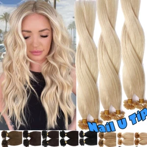 Nail U Tip Human Indian Remy Hair Extensions Long/keratin pre bonded Blonde 100g - Picture 1 of 26