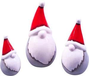 Xmas Christmas Decoration Ceramic Plum Gonk Family Ornament Decoration- Set of 3 - Picture 1 of 4