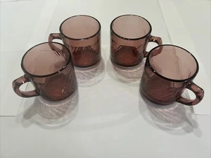 Fortecrisa Mugs Purple Amethyst Ribbed Translucent Glass Cups Mexico Set Of 3 - Picture 1 of 3