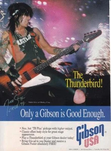 RARE 1994 Gibson Thunderbird Guitar Print-Ad / Nikki Sixx Motley Crue - Bild 1 von 1
