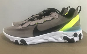 Nike React Element 55 ‘Pumice’ Volt Green Black Running Shoes BQ6166-201 Size 12 - Picture 1 of 7