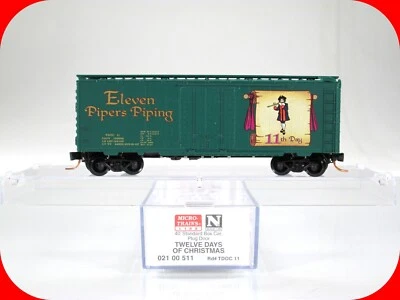 N Scale 12 Days Christmas *ELEVEN PIPERS PIPING* Box Car - Micro Trains 02100511 - Image 1 of 4