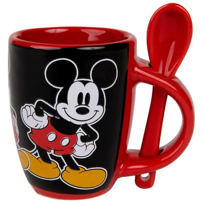 JERRY LEIGH RESORTS Disney Mickey Mouse Laughing Ceramic Espresso Mug with Spoon Black