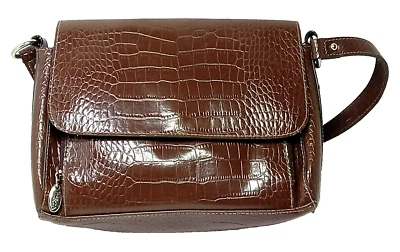 Bolso de Hombro Liz & Co Marrón Imitación Cocodrilo Repujado Cuero Sintético Bolso de Mano Foto 1 de 4