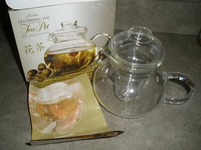 Primula Flowerin Tea Pot w/ Loose Tea Infuser Clear in Box (no tea included)(O30 - Image 1 of 4
