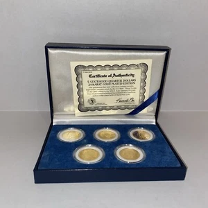 2003 Five Statehood Quarter Dollars 24 Karat Gold Plated Special Edition - Picture 1 of 3