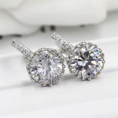 Pendiente gota cristal oro rosa 18K relleno/plata 925 joyería moda garras E Foto 1 de 4