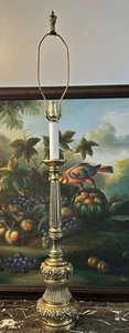 EXTRA LARGE TALL Antique Brass Embossed candlestick lamp ORNATE!! 42” - Bild 1 von 8
