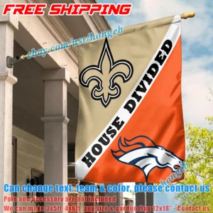 New Orleans Saints vs Denver Broncos House Divided Flag 28X40" Banner 2024 NFL - Picture 1 of 4