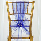 10 Royal Blue Sheer Organza Chair Sashes Ties Bows Wedding Party Decorations