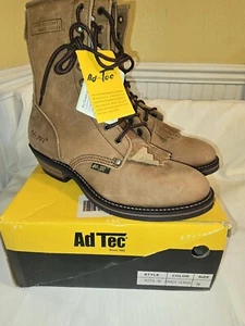 Ad Tec 8" Mid Calf Weatherproof Crazy Horse Leather Men's Boots Size 9 W - Picture 1 of 12